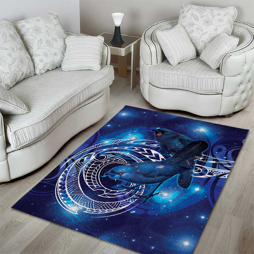 North Island Kokako and South Island Kokako Area Rug New Zealand Native Bird with Galaxy Vibe - Vibe Hoodie Shop