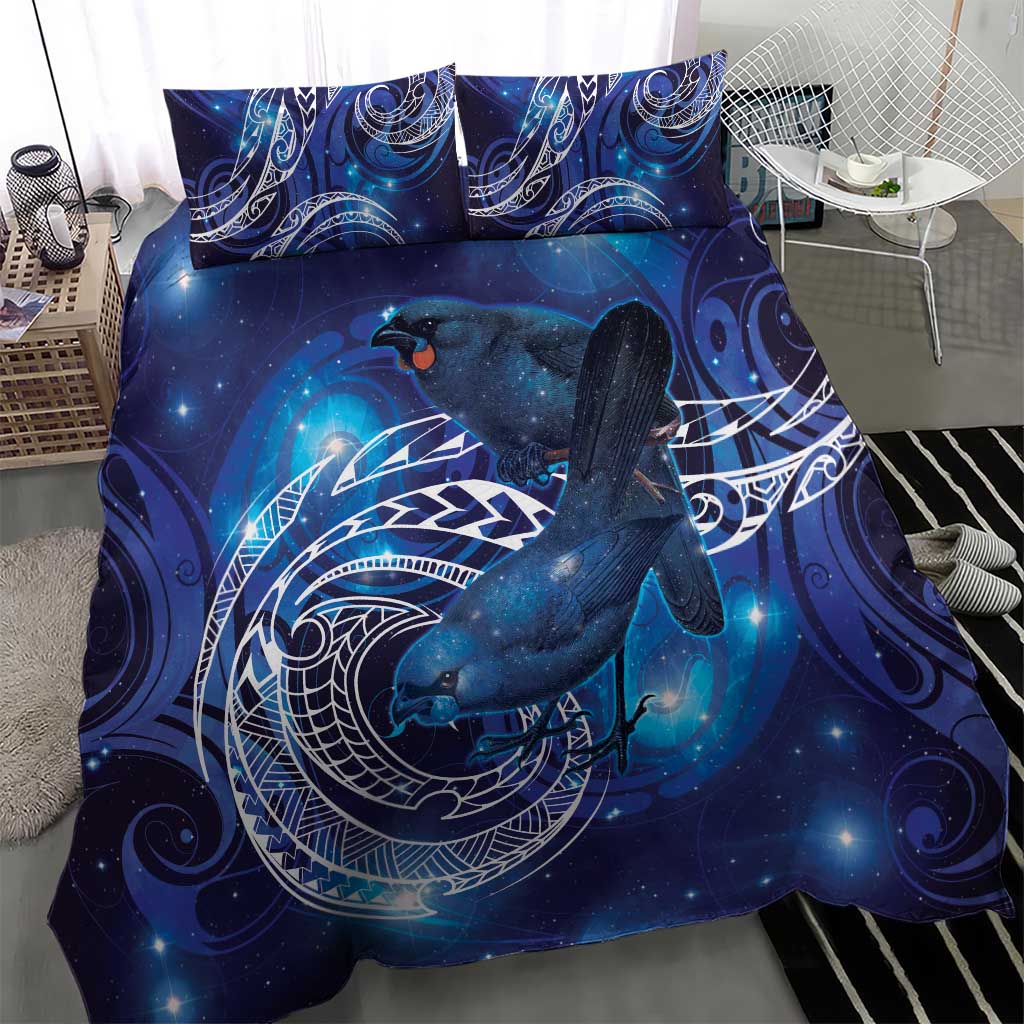 North Island Kokako and South Island Kokako Bedding Set New Zealand Native Bird with Galaxy Vibe - Vibe Hoodie Shop