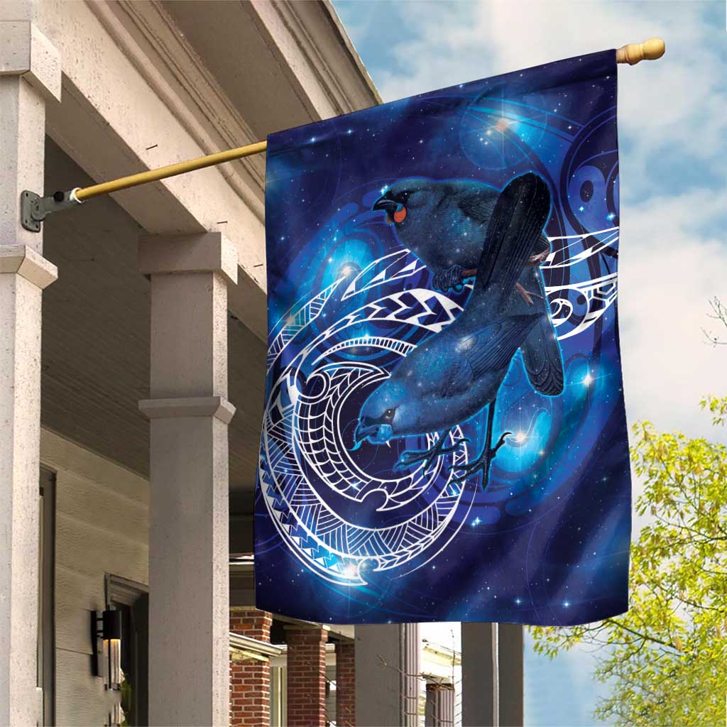 North Island Kokako and South Island Kokako Garden Flag New Zealand Native Bird with Galaxy Vibe - Vibe Hoodie Shop