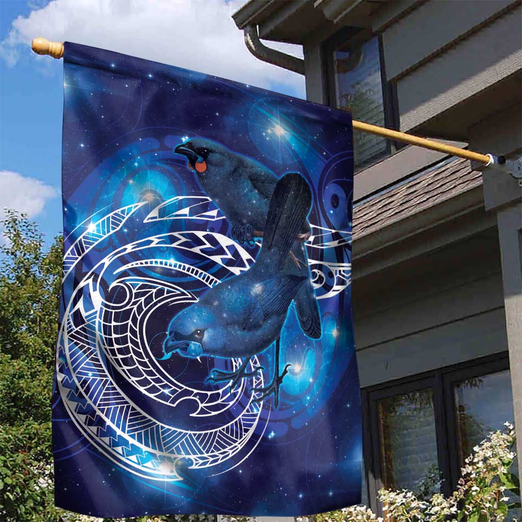 North Island Kokako and South Island Kokako Garden Flag New Zealand Native Bird with Galaxy Vibe - Vibe Hoodie Shop