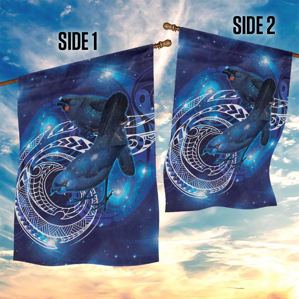 North Island Kokako and South Island Kokako Garden Flag New Zealand Native Bird with Galaxy Vibe - Vibe Hoodie Shop