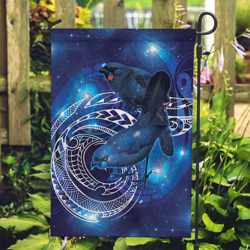 North Island Kokako and South Island Kokako Garden Flag New Zealand Native Bird with Galaxy Vibe - Vibe Hoodie Shop