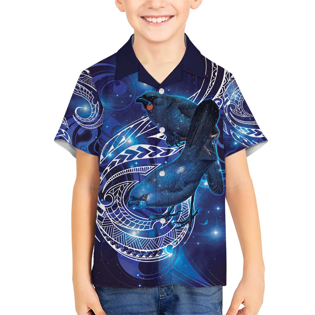 North Island Kokako and South Island Kokako Hawaiian Shirt New Zealand Native Bird with Galaxy Vibe - Vibe Hoodie Shop