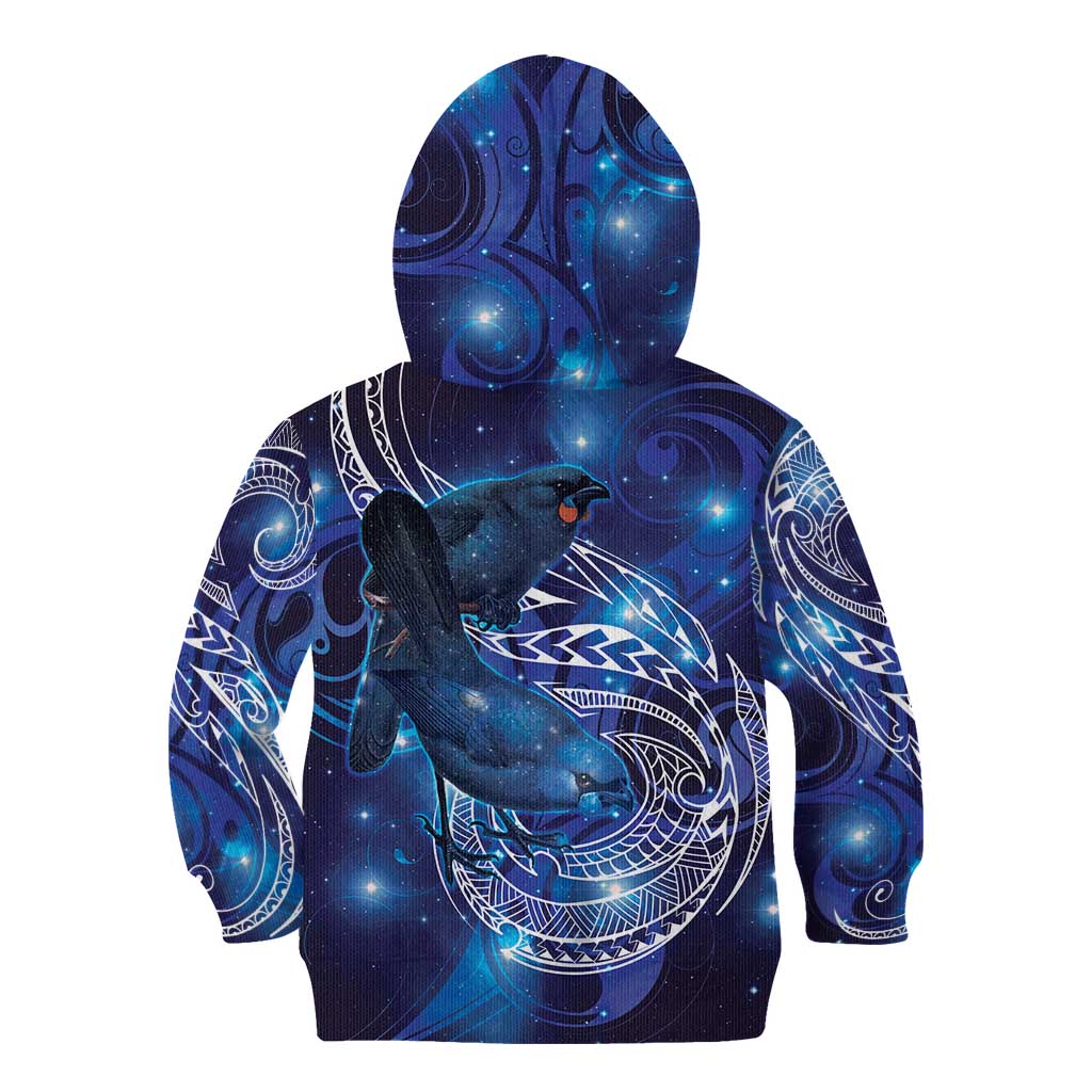 North Island Kokako and South Island Kokako Kid Hoodie New Zealand Native Bird with Galaxy Vibe - Vibe Hoodie Shop