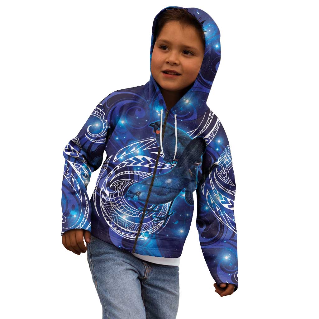 North Island Kokako and South Island Kokako Kid Hoodie New Zealand Native Bird with Galaxy Vibe - Vibe Hoodie Shop