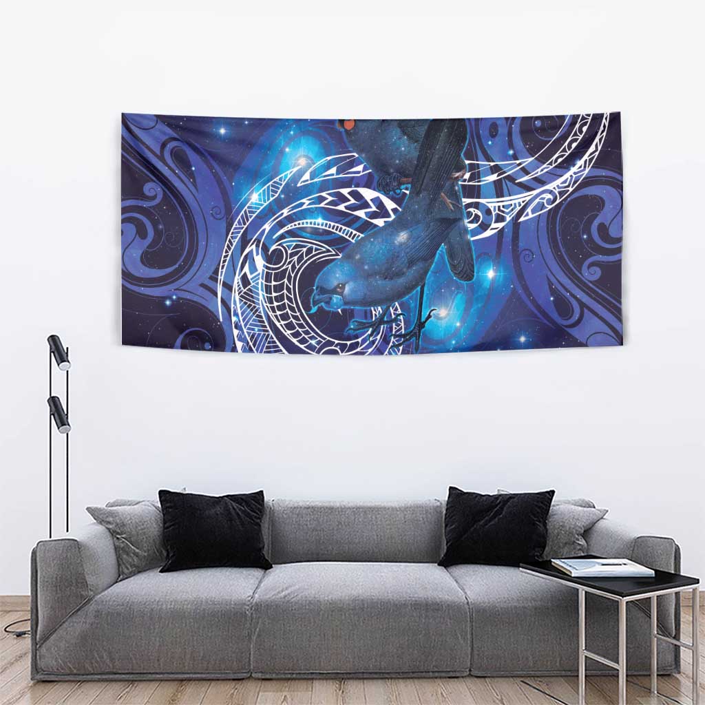 North Island Kokako and South Island Kokako Tapestry New Zealand Native Bird with Galaxy Vibe - Vibe Hoodie Shop