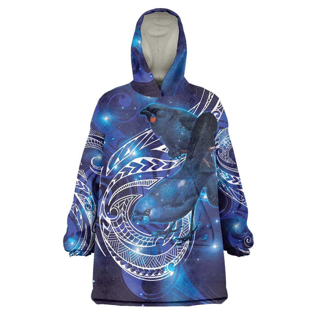 North Island Kokako and South Island Kokako Wearable Blanket Hoodie New Zealand Native Bird with Galaxy Vibe - Vibe Hoodie Shop