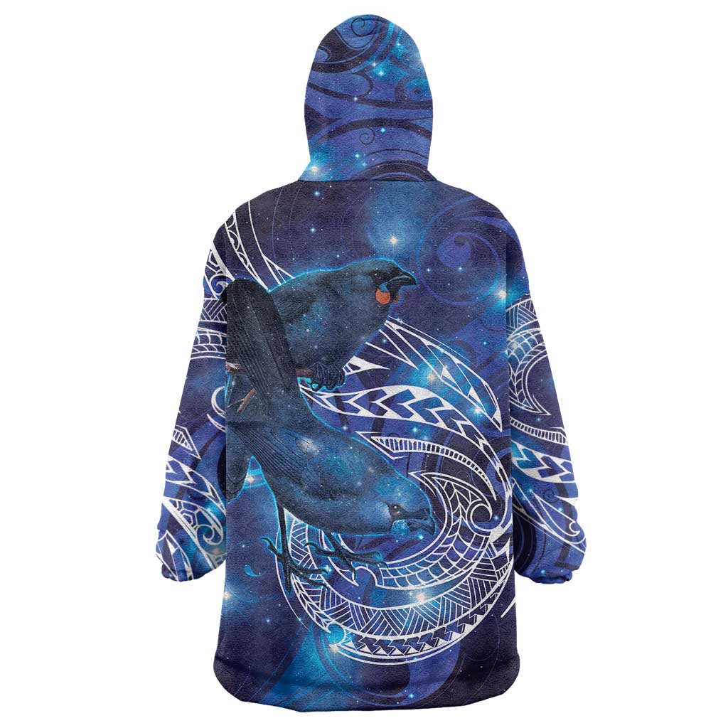 North Island Kokako and South Island Kokako Wearable Blanket Hoodie New Zealand Native Bird with Galaxy Vibe - Vibe Hoodie Shop