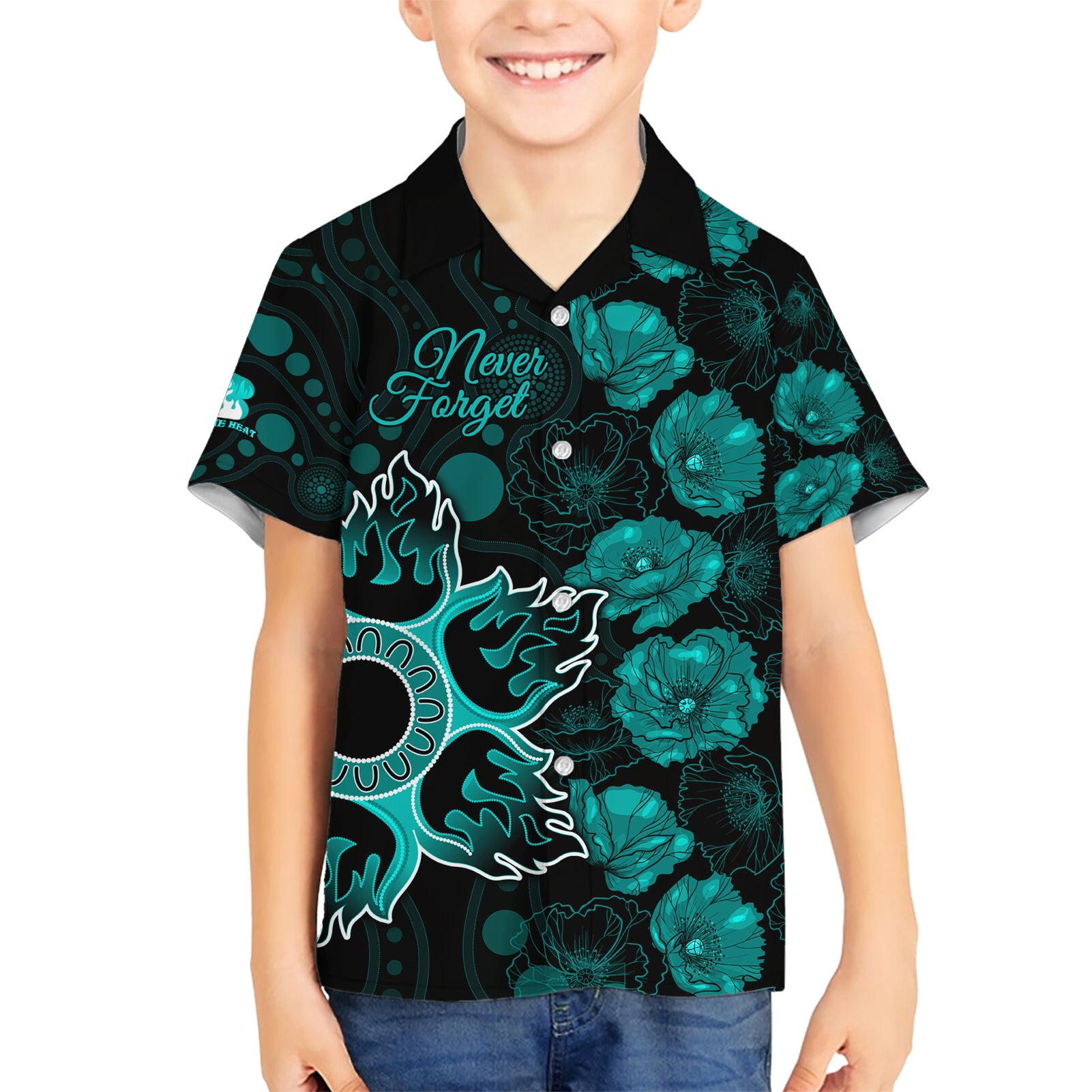 Heat Cricket Never Forget Custom Hawaiian Shirt ANZAC Day with Poppy Aboriginal - Vibe Hoodie Shop