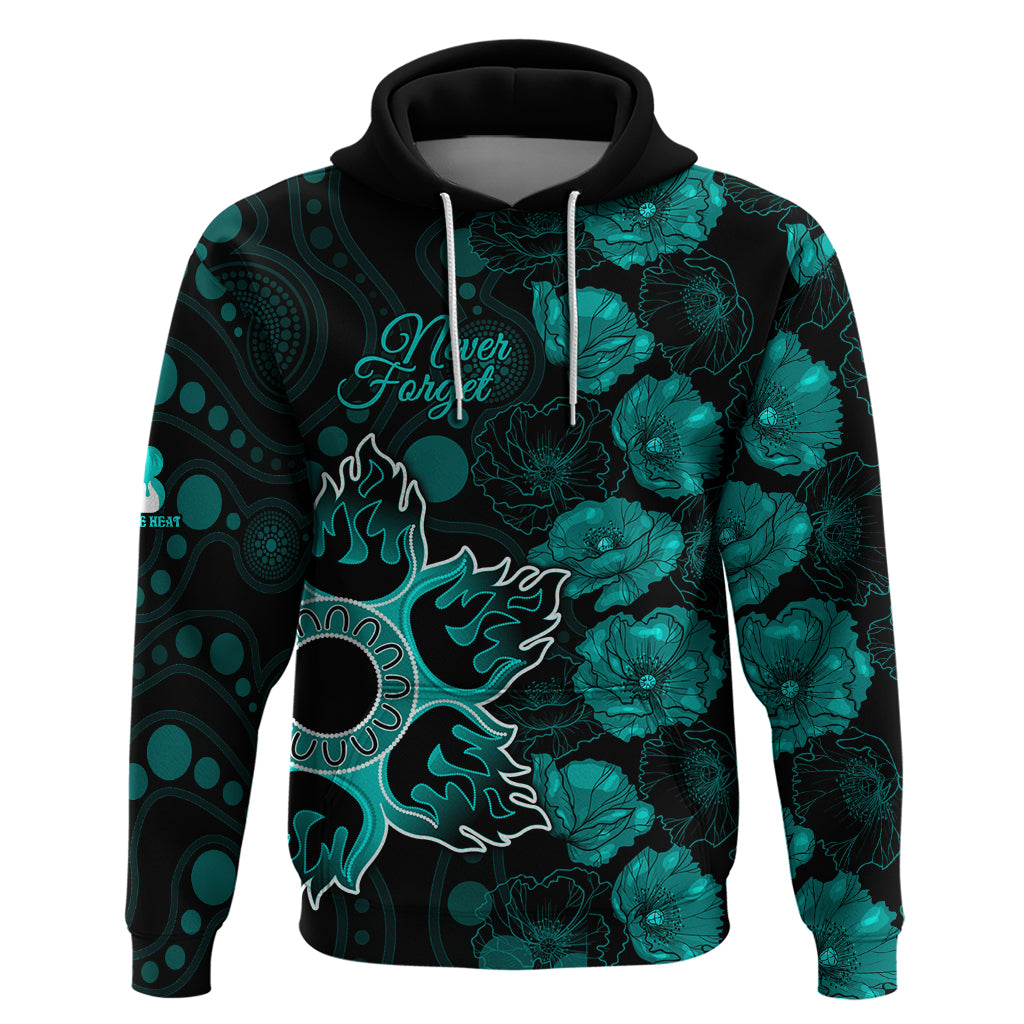 Heat Cricket Never Forget Custom Hoodie ANZAC Day with Poppy Aboriginal LT9 - Vibe Hoodie Shop