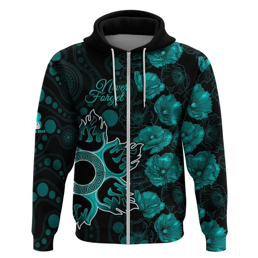 Heat Cricket Never Forget Custom Hoodie ANZAC Day with Poppy Aboriginal LT9 - Vibe Hoodie Shop