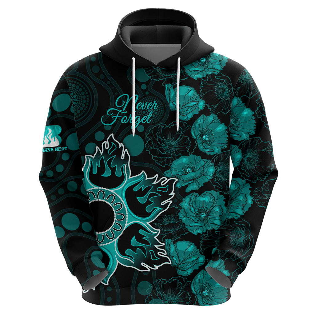 Heat Cricket Never Forget Custom Hoodie ANZAC Day with Poppy Aboriginal LT9 - Vibe Hoodie Shop