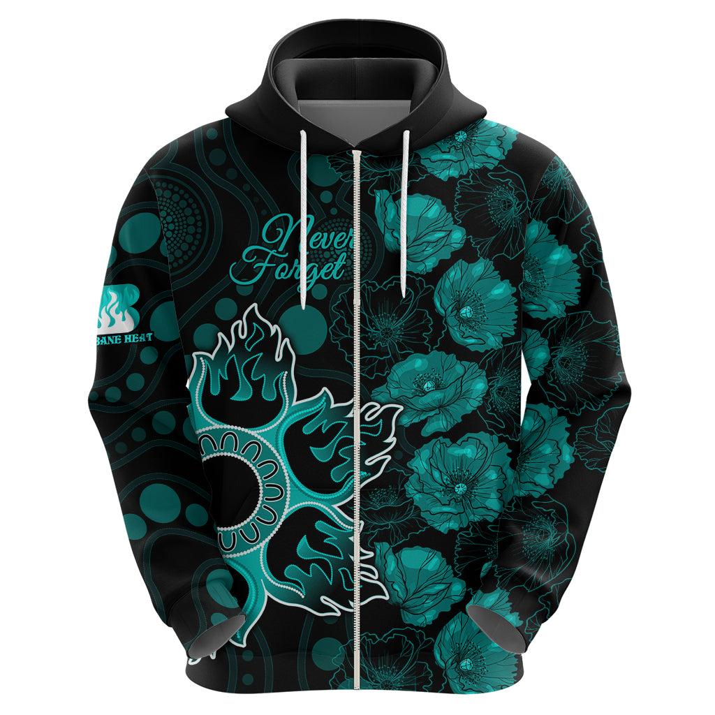Heat Cricket Never Forget Custom Hoodie ANZAC Day with Poppy Aboriginal LT9 - Vibe Hoodie Shop
