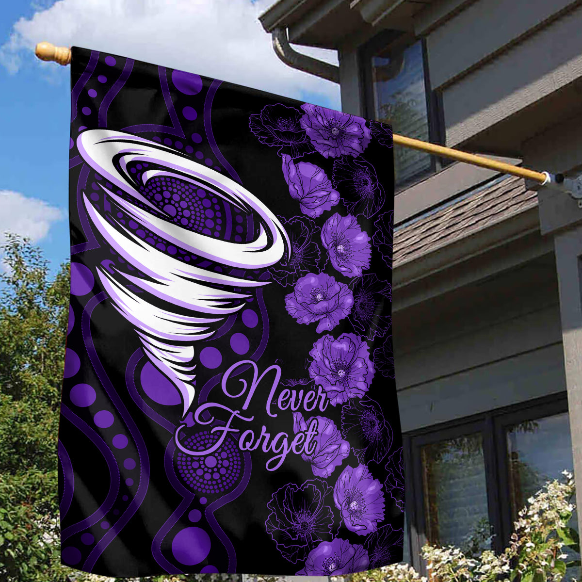 Hurricanes Cricket Never Forget Custom Garden Flag ANZAC Day with Poppy Aboriginal - Vibe Hoodie Shop