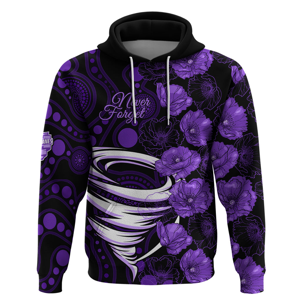 Hurricanes Cricket Never Forget Custom Hoodie ANZAC Day with Poppy Aboriginal LT9 - Vibe Hoodie Shop