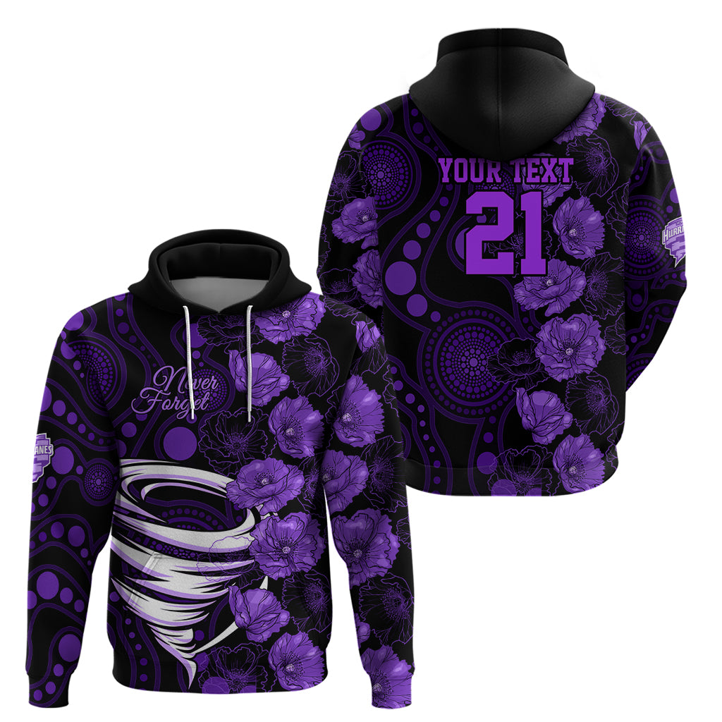 Hurricanes Cricket Never Forget Custom Hoodie ANZAC Day with Poppy Aboriginal LT9 - Vibe Hoodie Shop