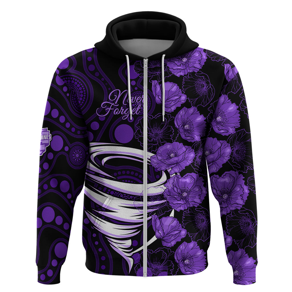 Hurricanes Cricket Never Forget Custom Hoodie ANZAC Day with Poppy Aboriginal LT9 - Vibe Hoodie Shop