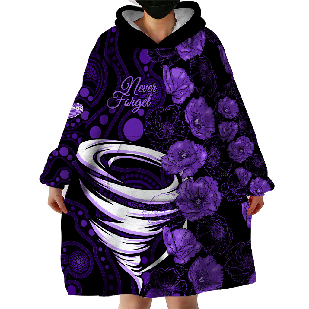 Hurricanes Cricket Never Forget Custom Wearable Blanket Hoodie ANZAC Day with Poppy Aboriginal - Vibe Hoodie Shop