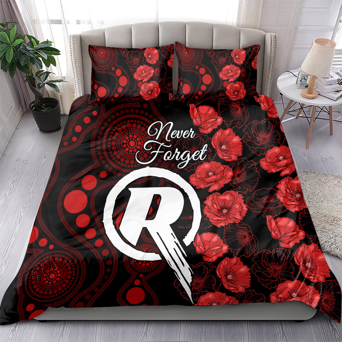 Renegades Cricket Never Forget Custom Bedding Set ANZAC Day with Poppy Aboriginal - Vibe Hoodie Shop