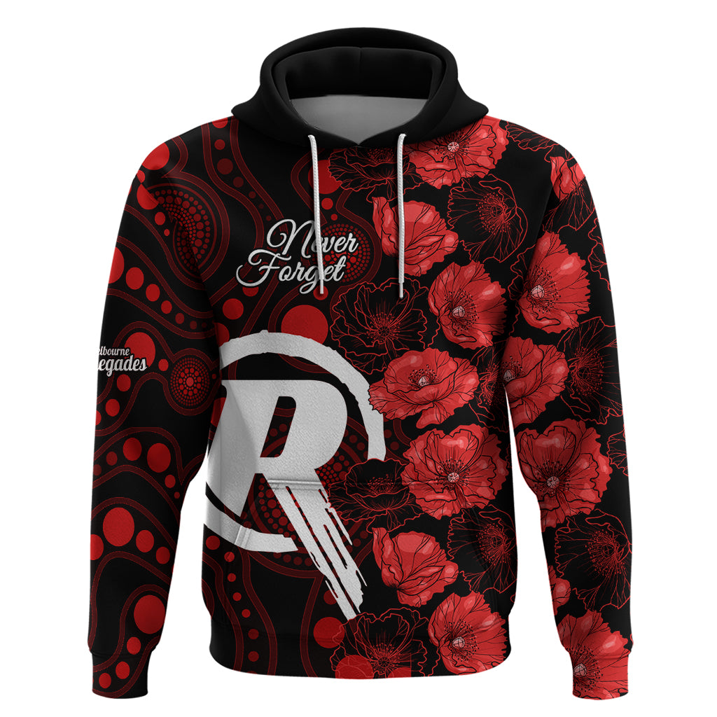 Renegades Cricket Never Forget Custom Hoodie ANZAC Day with Poppy Aboriginal LT9 - Vibe Hoodie Shop