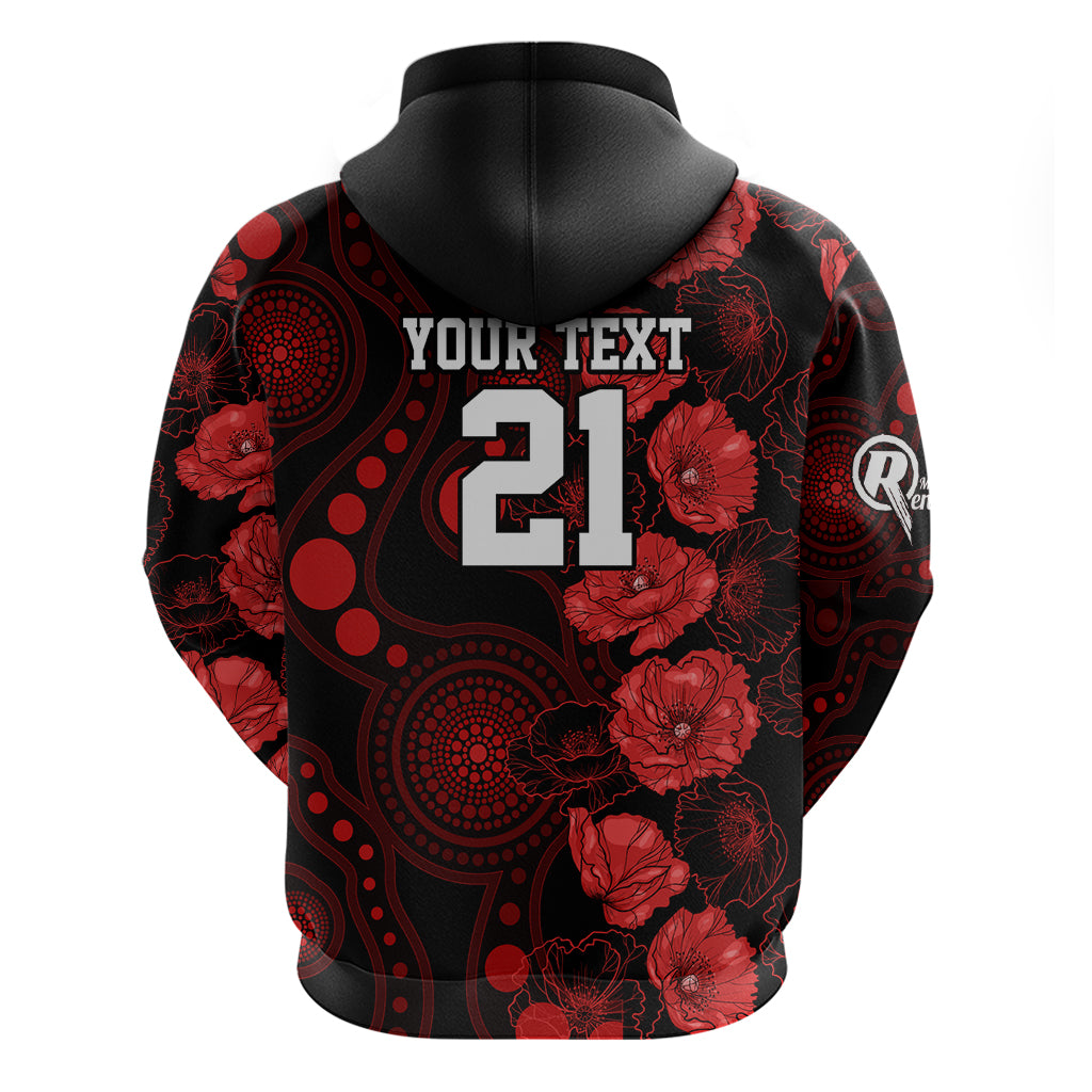 Renegades Cricket Never Forget Custom Hoodie ANZAC Day with Poppy Aboriginal LT9 - Vibe Hoodie Shop