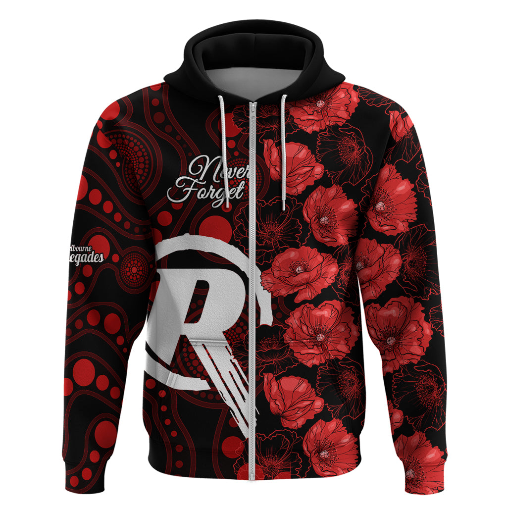 Renegades Cricket Never Forget Custom Hoodie ANZAC Day with Poppy Aboriginal LT9 - Vibe Hoodie Shop