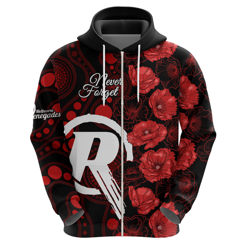 Renegades Cricket Never Forget Custom Hoodie ANZAC Day with Poppy Aboriginal LT9 - Vibe Hoodie Shop