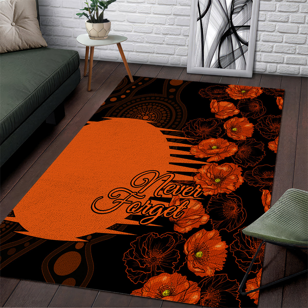 Scorchers Cricket Never Forget Custom Area Rug ANZAC Day with Poppy Aboriginal - Vibe Hoodie Shop