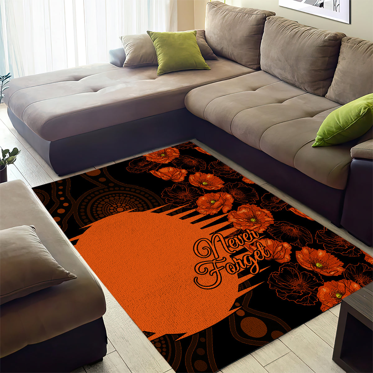 Scorchers Cricket Never Forget Custom Area Rug ANZAC Day with Poppy Aboriginal - Vibe Hoodie Shop