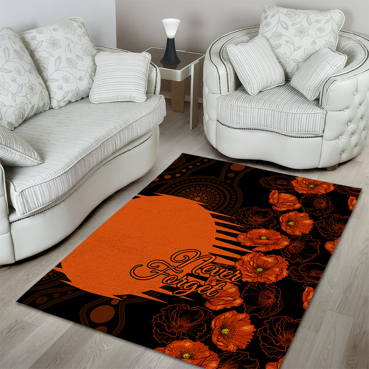 Scorchers Cricket Never Forget Custom Area Rug ANZAC Day with Poppy Aboriginal - Vibe Hoodie Shop