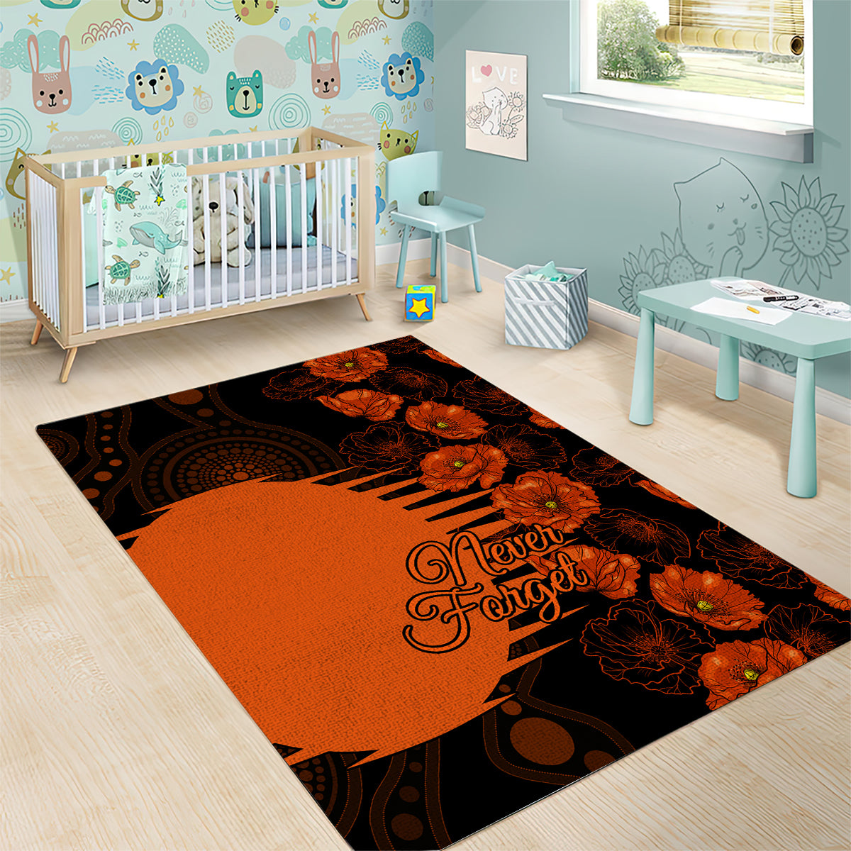 Scorchers Cricket Never Forget Custom Area Rug ANZAC Day with Poppy Aboriginal - Vibe Hoodie Shop