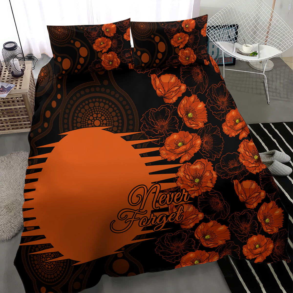 Scorchers Cricket Never Forget Custom Bedding Set ANZAC Day with Poppy Aboriginal - Vibe Hoodie Shop