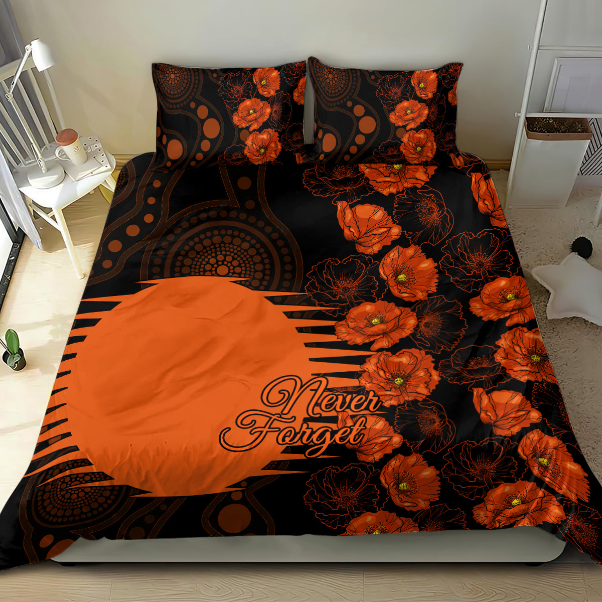 Scorchers Cricket Never Forget Custom Bedding Set ANZAC Day with Poppy Aboriginal - Vibe Hoodie Shop