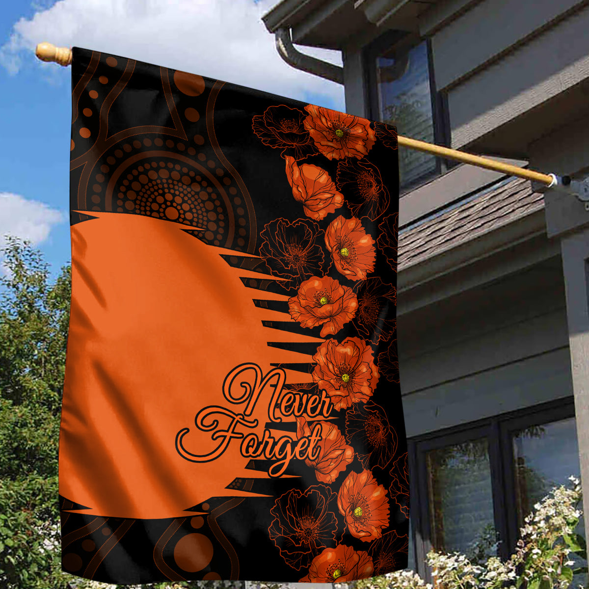 Scorchers Cricket Never Forget Custom Garden Flag ANZAC Day with Poppy Aboriginal - Vibe Hoodie Shop