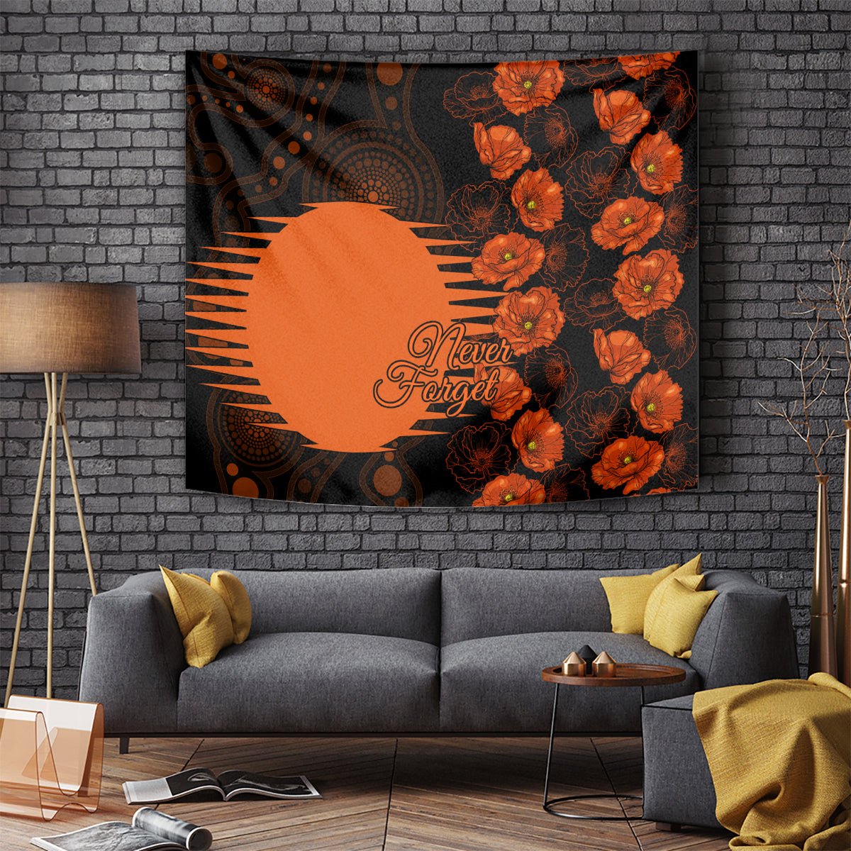 Scorchers Cricket Never Forget Custom Tapestry ANZAC Day with Poppy Aboriginal - Vibe Hoodie Shop