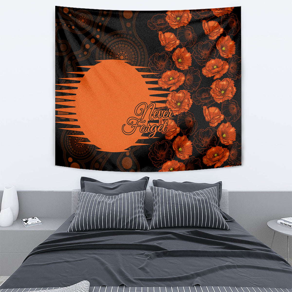 Scorchers Cricket Never Forget Custom Tapestry ANZAC Day with Poppy Aboriginal - Vibe Hoodie Shop