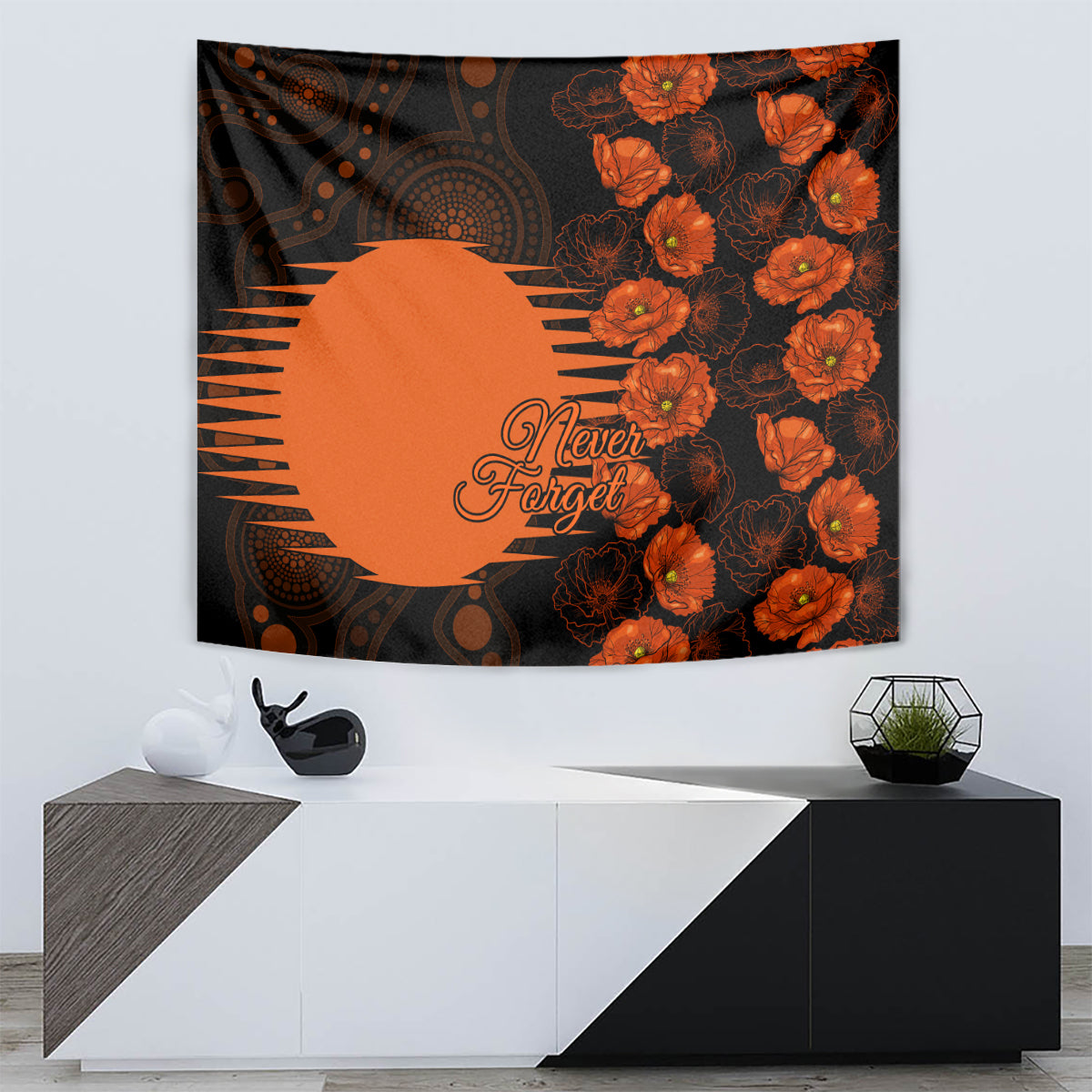 Scorchers Cricket Never Forget Custom Tapestry ANZAC Day with Poppy Aboriginal - Vibe Hoodie Shop