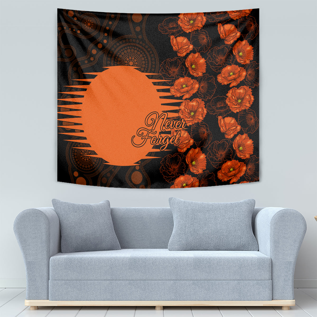 Scorchers Cricket Never Forget Custom Tapestry ANZAC Day with Poppy Aboriginal - Vibe Hoodie Shop