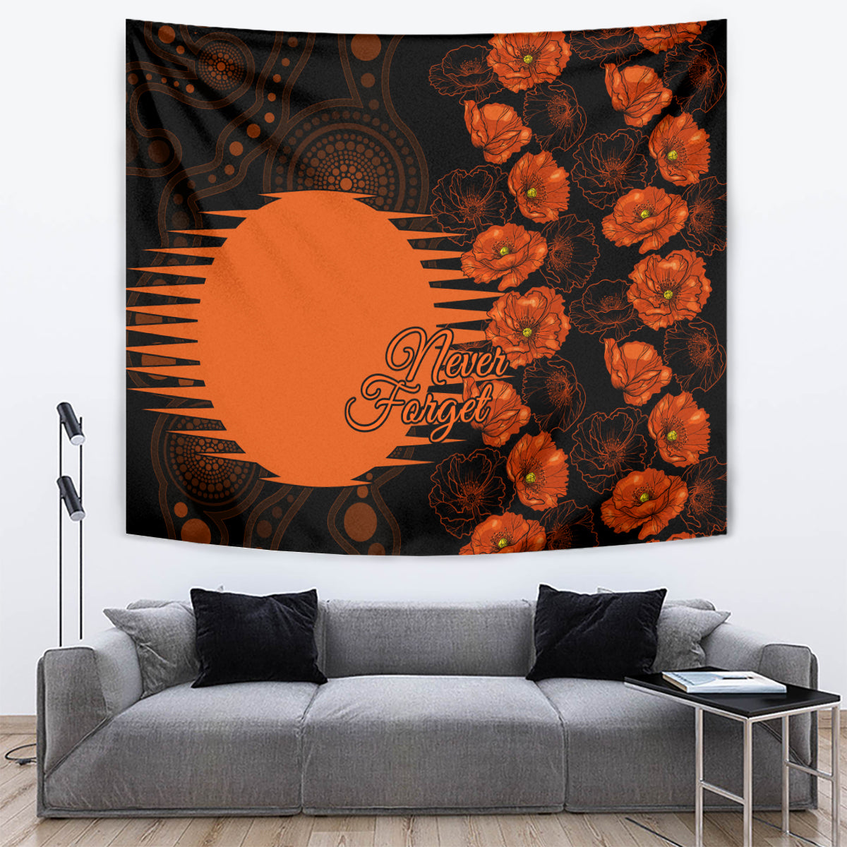 Scorchers Cricket Never Forget Custom Tapestry ANZAC Day with Poppy Aboriginal - Vibe Hoodie Shop