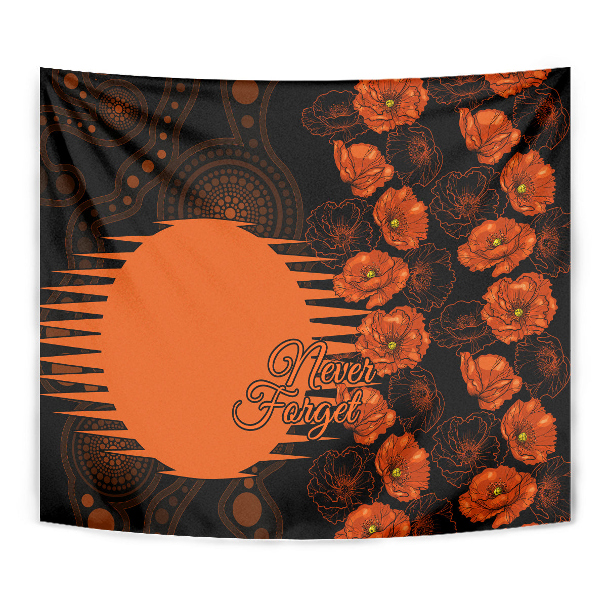 Scorchers Cricket Never Forget Custom Tapestry ANZAC Day with Poppy Aboriginal - Vibe Hoodie Shop