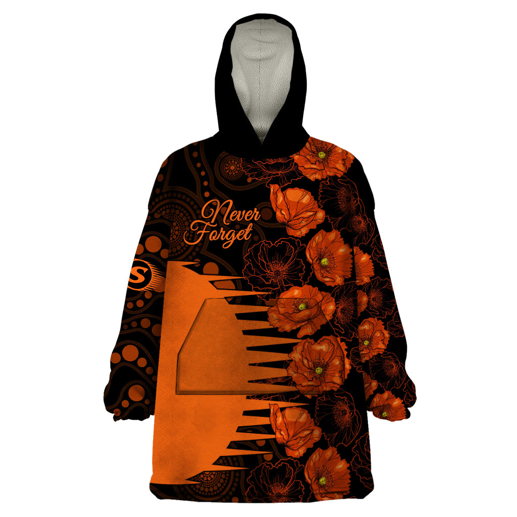 Scorchers Cricket Never Forget Custom Wearable Blanket Hoodie ANZAC Day with Poppy Aboriginal - Vibe Hoodie Shop