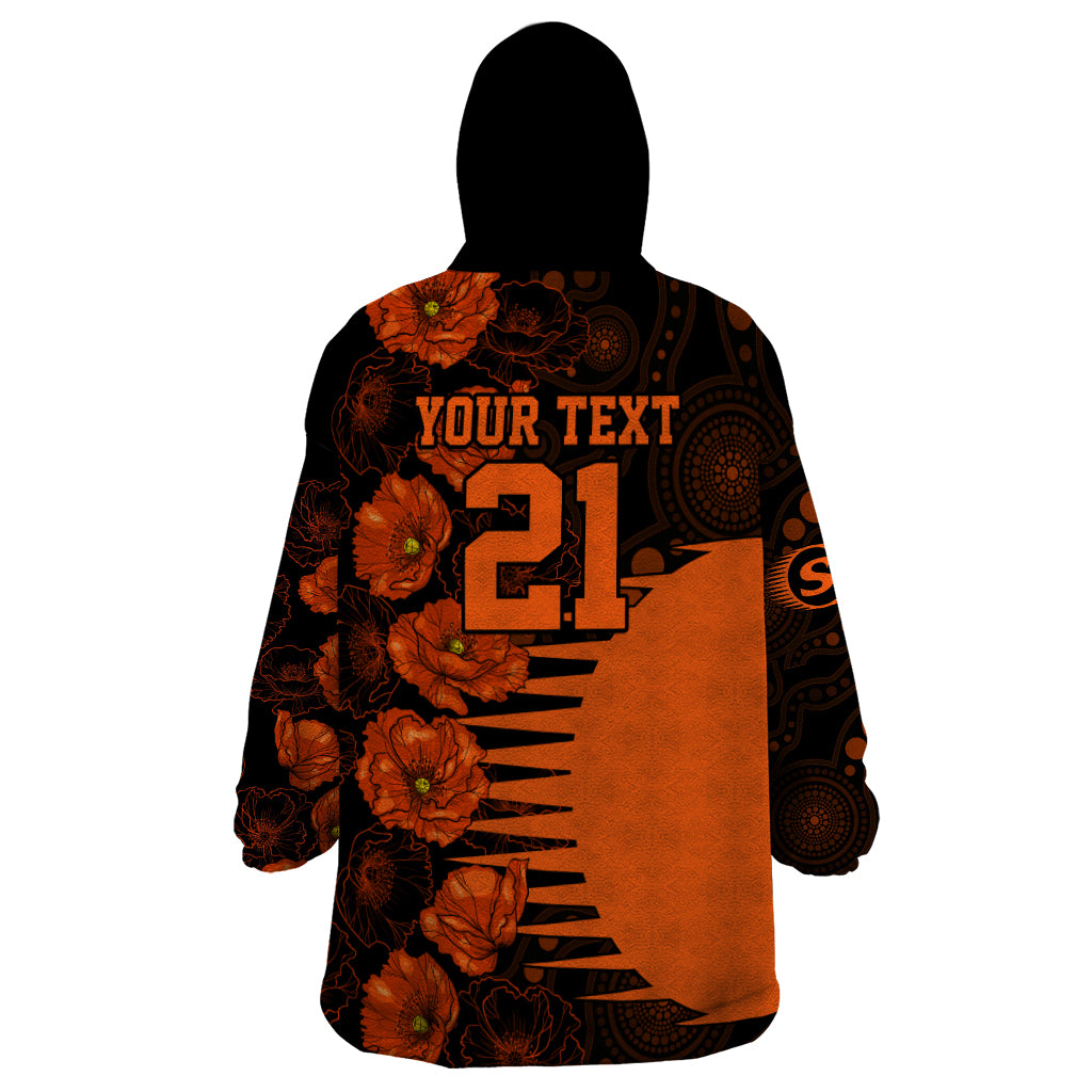 Scorchers Cricket Never Forget Custom Wearable Blanket Hoodie ANZAC Day with Poppy Aboriginal - Vibe Hoodie Shop