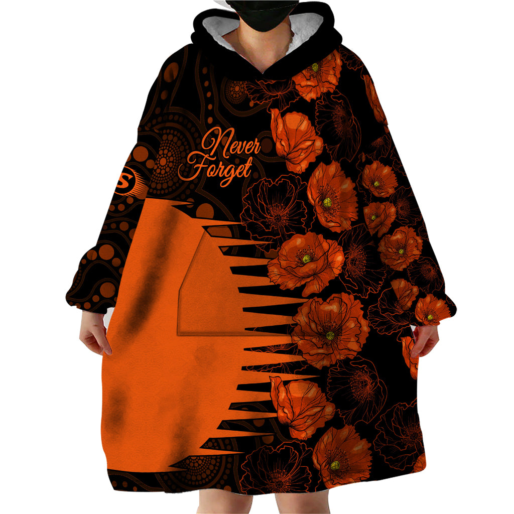 Scorchers Cricket Never Forget Custom Wearable Blanket Hoodie ANZAC Day with Poppy Aboriginal - Vibe Hoodie Shop