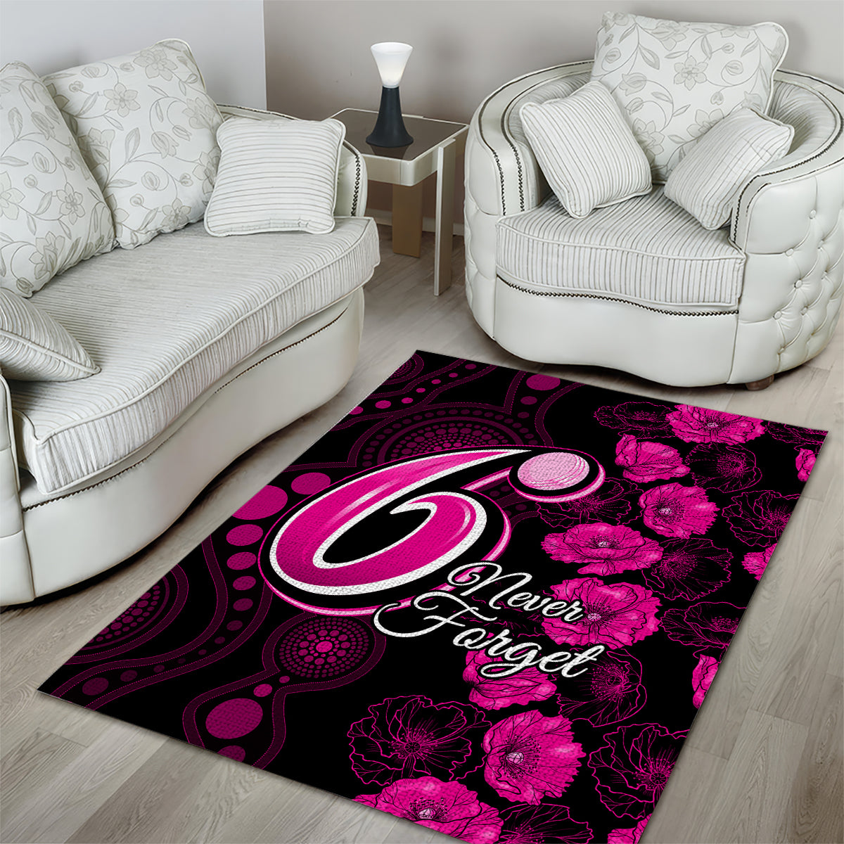 Sixers Cricket Never Forget Custom Area Rug ANZAC Day with Poppy Aboriginal - Vibe Hoodie Shop