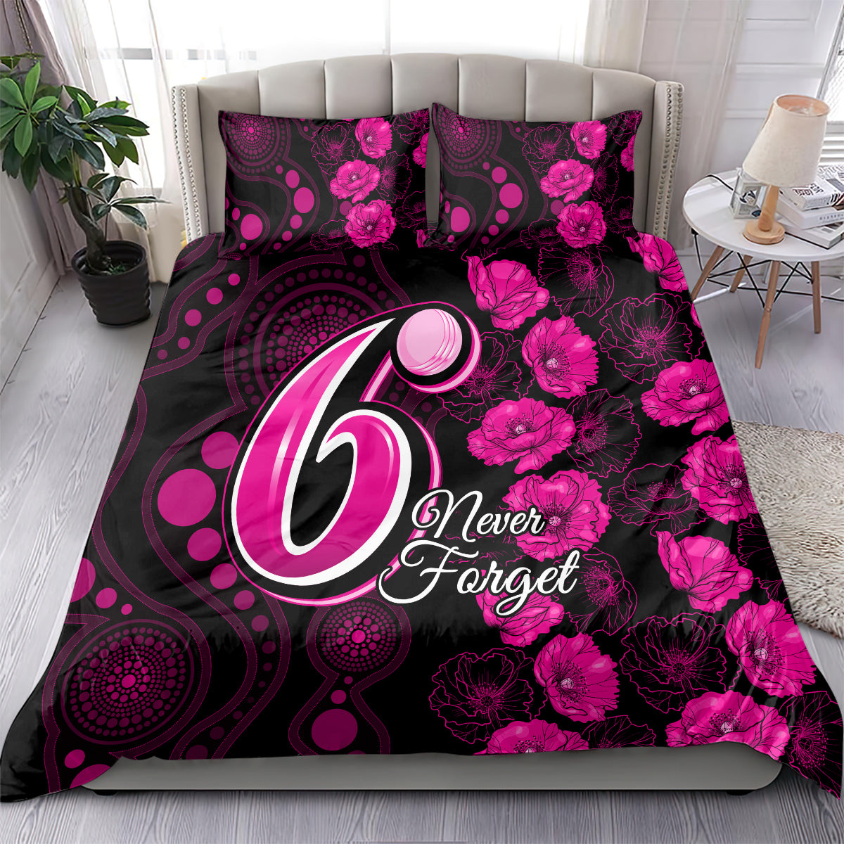 Sixers Cricket Never Forget Custom Bedding Set ANZAC Day with Poppy Aboriginal - Vibe Hoodie Shop