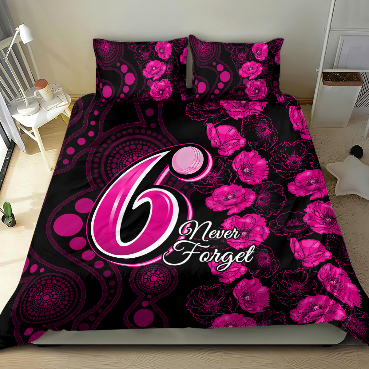Sixers Cricket Never Forget Custom Bedding Set ANZAC Day with Poppy Aboriginal - Vibe Hoodie Shop