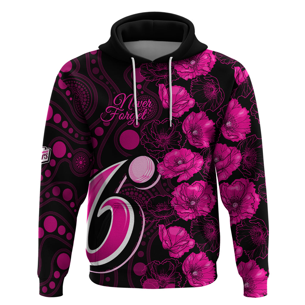 Sixers Cricket Never Forget Custom Hoodie ANZAC Day with Poppy Aboriginal LT9 - Vibe Hoodie Shop