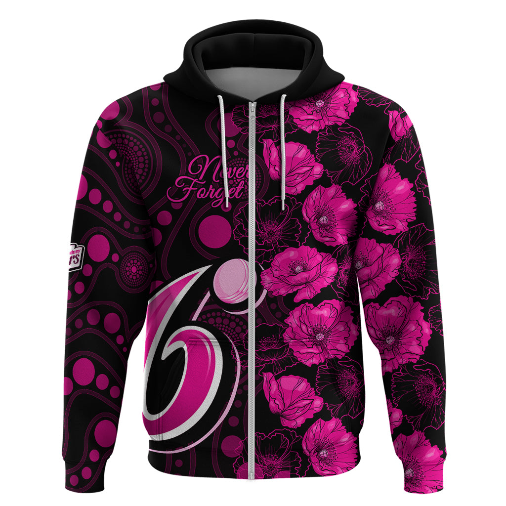 Sixers Cricket Never Forget Custom Hoodie ANZAC Day with Poppy Aboriginal LT9 - Vibe Hoodie Shop