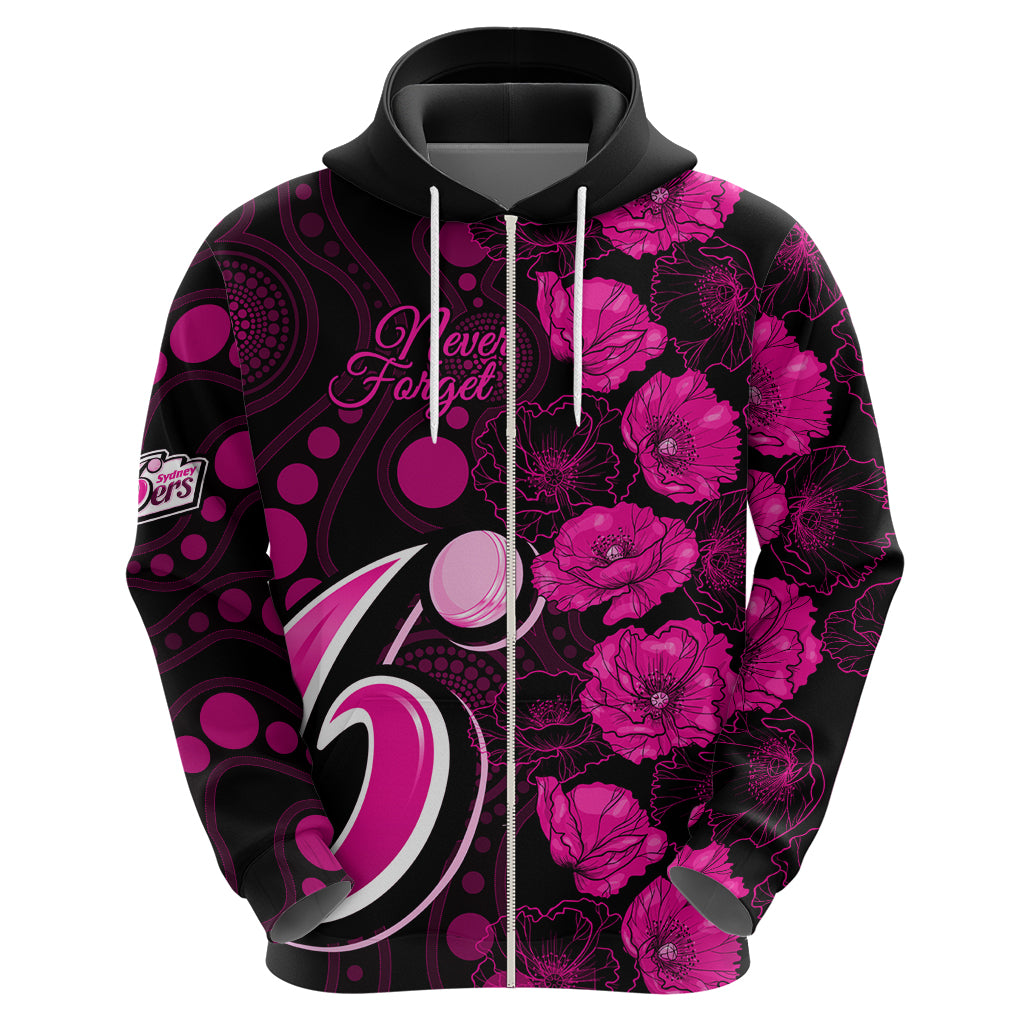 Sixers Cricket Never Forget Custom Hoodie ANZAC Day with Poppy Aboriginal LT9 - Vibe Hoodie Shop