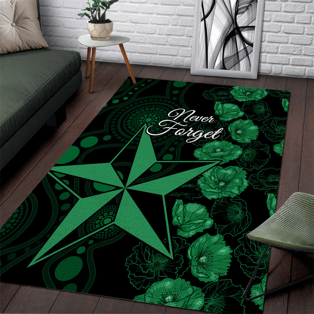 Stars Cricket Never Forget Custom Area Rug ANZAC Day with Poppy Aboriginal - Vibe Hoodie Shop